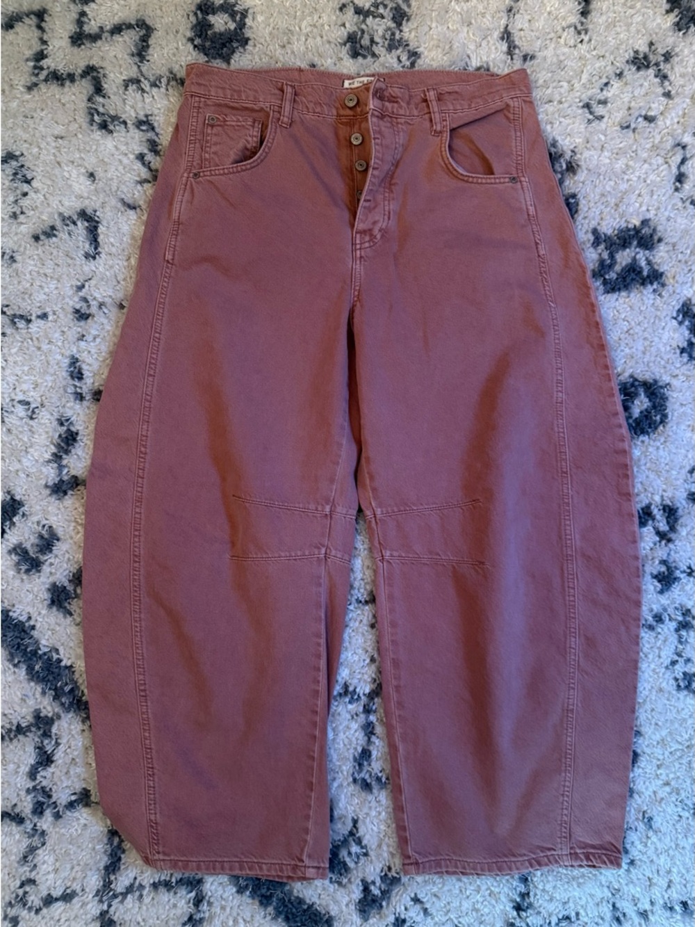 We The Free Good Luck Mid Rise Barrel Jean in Sunsetter (Dusty Rose)